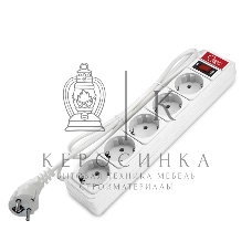 Удлинитель с сетевым фильтром 5х1.8 10А ПВС 3х0.75 белый, Союз 1340