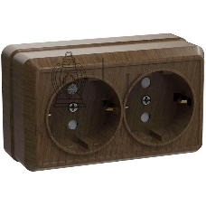 Розетка 2-м ОП Октава 16А РС22-3-ОД с заземл. дуб IEK ERO21-K04-16-DC
