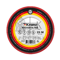 Изолента ПВХ Kranz 0.13х19 мм, 25 м, красная (5 шт./уп.)