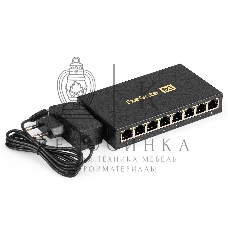 Коммутатор неуправляемый ExeGate EDGS-1008D (8-портовый гигабитный UTP 10/100/1000 Base-T, металлический корпус, с функцией энергосбережения (Green Ethernet Technology), настольный/настенный))