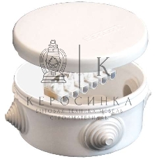 Коробка распределительная ОП d90х45 4 выхода 4 гермоввода с клемм. 10А 6 контактов IP54 крышка защелкивающаяся бел. Epplast 140143