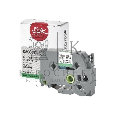 Кассета с лентой S'OK by Sakura Printing TZES741 для Brother, черный на зеленом, 18мм/8м, наклейка