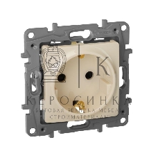 Розетка 2К+З, на винтах, защ. шт., сл. кость ETIKA 