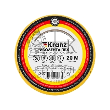 Изолента ПВХ Kranz 0.13х15 мм, 20 м, желтая (10 шт./уп.)