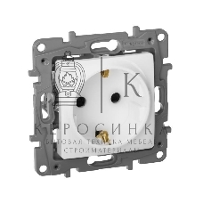Механизм розетки 1-м СП Etika 2К+З 16А защ. шторки с заземл. винт. зажимы бел. Legrand 672222