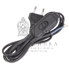 Шнур УШ-1КВ опрессованный с вилкой со встроенным выключателем 2х0,75/2метра, черный ИЭК