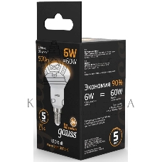 Лампа светодиодная Gauss R50 6Вт цок.: E14 рефлек. 220B 3000K св. свеч. белый теп. (упак.: 10 шт)