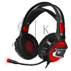 Гарнитура проводная игровая Crown CMGH-3000 черный/красный