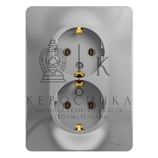 Розетка 2-м СП Glossa в сборе с заземл. в сборе алюм. SchE GSL000324