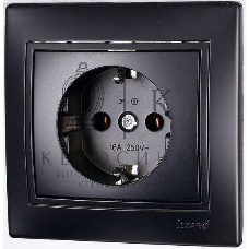 Розетка 1-м СП Мира керам. с заземл.черный бархат LEZARD 701-4242-122