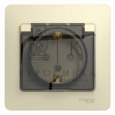 Розетка 1-м СП Glossa 16А с защ. крышкой защ. шторки с заземл. в сборе IP44 беж. SchE GSL000248