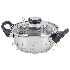 Кастрюля Mallony из нерж стали с крышкой (стекло) BAK-01, 1,4 л, ручки - бакелит, без ТМ