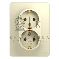 Розетка 2-м СП Glossa с заземл. в сборе беж. SchE GSL000224