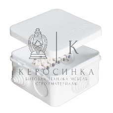 Коробка распр. ОП 75х75х45 7 выходов 3 гермоввода с клемм. 10А 6 контактов IP54 крышка защелкивающаяся бел. Epplast 220323