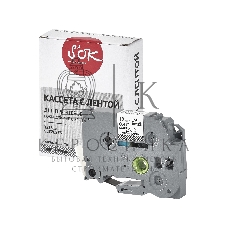 Кассета с лентой S'OK by Sakura Printing TZESE3 для Brother, черный на белом, 12мм/8м, наклейка