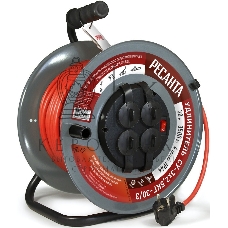 Удлинитель силовой Ресанта СУ-3х2,5КГ-30/3 (61/118/9) 2x1.0 кв.мм 4 розет. 40 м ПВС катушка серый