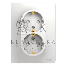 Розетка 2-м СП Glossa защ. шторки с заземл. в сборе бел. SchE GSL000126