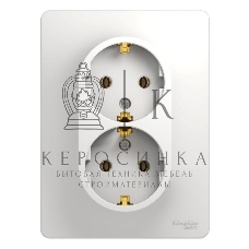 Розетка 2-м СП Glossa с заземл. в сборе бел. SchE GSL000124