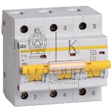 Выключатель автоматический модульный 3п C 16А 10кА ВА47-100 IEK MVA40-3-016-C