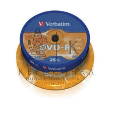 Диск DVD-R Verbatim 4.7Gb 16x Cake Box (25шт) (43522)