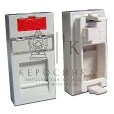 Вставка 22.5x45 на 1 кейстоун, со шторкой, маркировкой и иконкой, белая