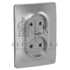 Розетка 2-м СП Blanca 16А 250В без шторок без заземл. алюм. SchE BLNRS000023