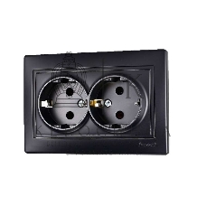 Розетка 2-м СП Мира 16А IP20 с заземл. керам. черный бархат LEZARD 701-4242-127