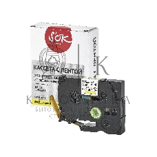 Кассета с лентой S'OK by Sakura Printing HSe-631 для Brother, черный на желтом, 12мм/8м, наклейка