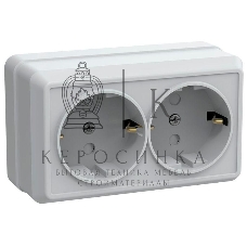 Розетка 2-м ОП Октава 16А РСш22-3-ОБ защ. шторки с заземл. IP20 белый ИЭК ERO24-K01-16-DC