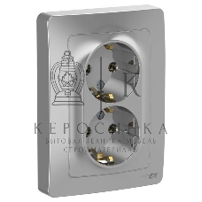 Розетка 2-м СП Blanca 16А 250В без шторок с заземл. алюм. SchE BLNRS001023
