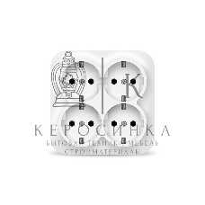 Розетка 4-м ОП 16А IP20 с заземл. белый квадрат IONICH 1449