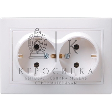 Розетка Iek ERK24-K01-16-DM РС12-3-КБ 2 местн. c з/к без защ.штор. 16А КВАРТА (белый)