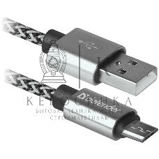 Кабель Defender USB08-03T PRO USB2.0 белый, AM-MicroBM, 1m, 2.1A