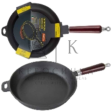 Сковорода Mallony чугунная с деревянной ручкой CIF22-W, диам - 22 см