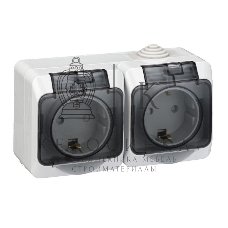 Блок ОП Этюд (2-м розетка с заземл. защ. шторки) IP44 сер. SchE