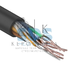 Кабель UTP Rexant 4PR 24AWG, CU (медь), cat.5e, 100 МГц, PE, черный, OUTDOOR, бухта 25 м