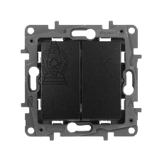 Выключатель двухклавишный, автоматические клеммы, Etika, 10AX, 250В~, антрацит Выключатель двухклавишный, автоматические клеммы, Etika, 10AX, 250В~, антрацит