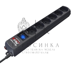 Сетевой фильтр Pilot S 6 розеток (5 евро + 1 без заземления) 7 м, графит