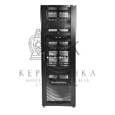 Шкаф серверный ПРОФ напольный 48U (800x1000) дверь перфорированная 2 шт., черный, в сборе (ШТК-СП-48.8.10-44АА-9005)