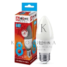 Лампа светодиодная LED-СВЕЧА-VC 8Вт 230В E27 4000К 720лм IN HOME 4690612020457