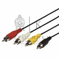 Шнур Rexant 4 RCA - 4 RCA, 3 м, черный (10 шт./уп.)