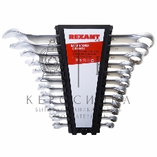 Набор ключей комбинированных Rexant (6-14, 17, 19, 22 мм), 12 шт., CrV, зеркальное хромирование