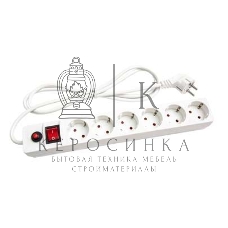 Удлинитель с сетевым фильтром 6х3 м с заземл. 10А IP20 защ. шторки ПВС 3х0.75 белый, UNIVersal 967U-3003