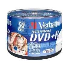 Диск DVD+R Verbatim 4.7Gb 16x Cake Box (50шт) Printable (43512)