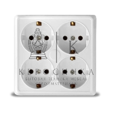 Розетка 4-м ОП Олимп с заземл. квадрат белый UNIVersal 1165