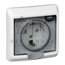 Розетка 1-м СП Этюд защ. шторки с заземл. IP44 белый SchE PC16-044B