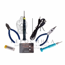 Набор для пайки Rexant (USB паяльник 8 Вт, кусачки, тонкогубцы, подставка, припой, отвертка)