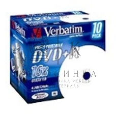 Диск DVD+R Verbatim 4.7Gb 16x Jewel case (10шт) Printable (43508)