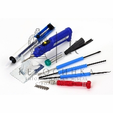 Набор для пайки Rexant (паяльник 8 Вт, оловоотсос, подставка, припой, отвертка, интрумент для монтажа)