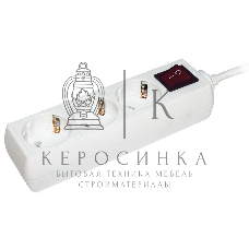 Сетевой удлинитель IEK У03К, выкл. 3 места, 2 Р + P Е/5 метров, 3х1 мм2, 16А/250, белый